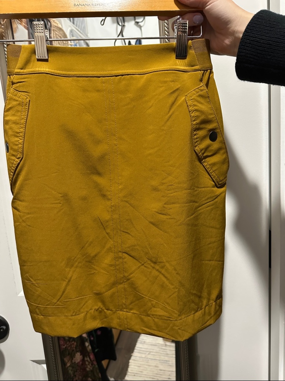 Athleta Mustard Pencil Skirt with Pocket Flaps